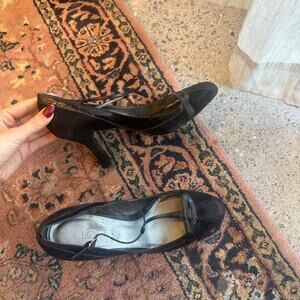 Ann Taylor Loft Women's 9 Heels Black T-Strap Pumps Vintage